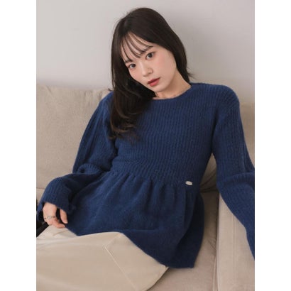プレート付フレアペプラムニット （WHT1）｜詳細画像