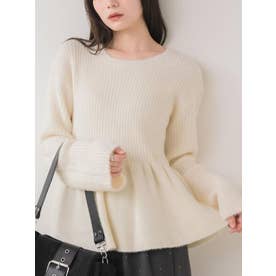 プレート付フレアペプラムニット （WHT1）