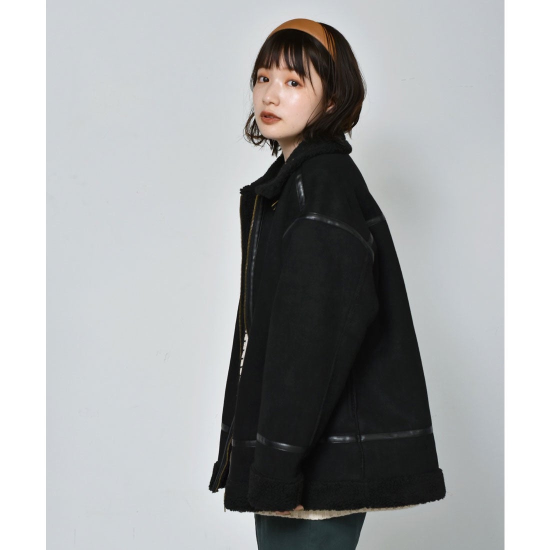 レトロガール RETRO GIRL ムートンボアリバージャケット （ブラック 