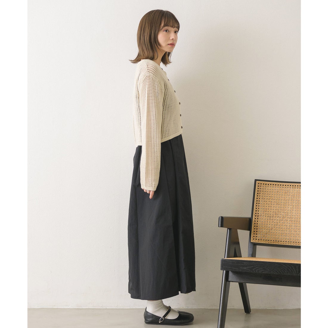 カーディガン メッシュトップス あみあみワンピース 名前 メッシュカーディガンコーデ ブラック - rina ROP PICNIC J aDoRe JUN ONLINE