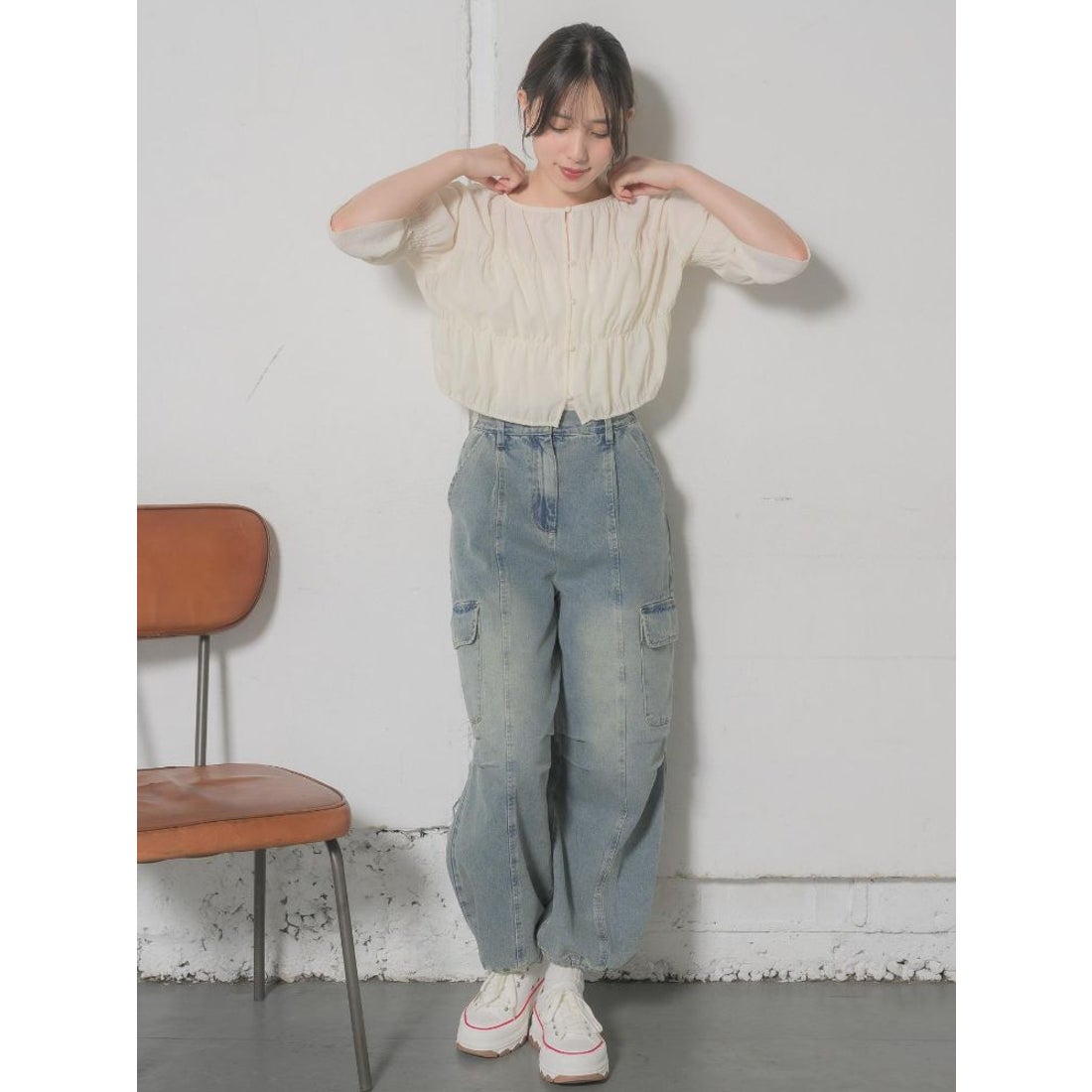 レトロガール RETRO GIRL ギャザーショートBL （GRN0） -靴 