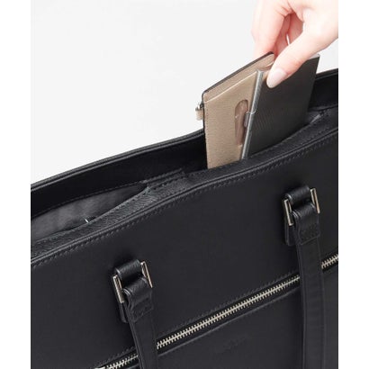 レジスタ REGiSTA フロントジップトートバッグ A4対応 14インチ相当PC対応 クッションポケット 約12.0cmマチ YKK製ファスナー 自立 肩掛け対応 （ブラック(サフィアーノ調)）｜詳細画像