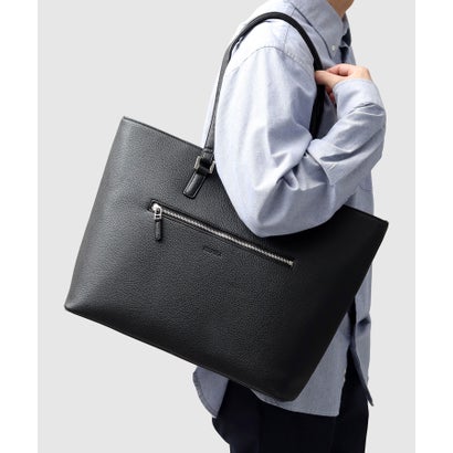 レジスタ REGiSTA フロントジップトートバッグ A4対応 14インチ相当PC対応 クッションポケット 約12.0cmマチ YKK製ファスナー 自立 肩掛け対応 （ブラック(サフィアーノ調)）｜詳細画像