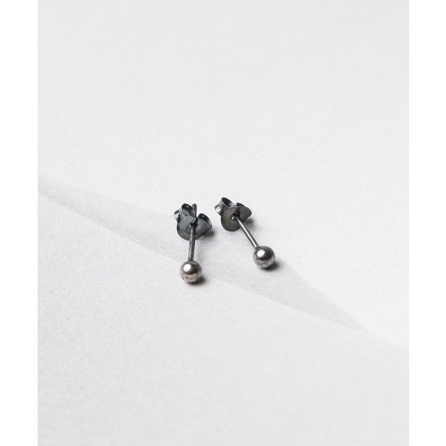 シルバー925 3.0mmボールピアス （ブラック）