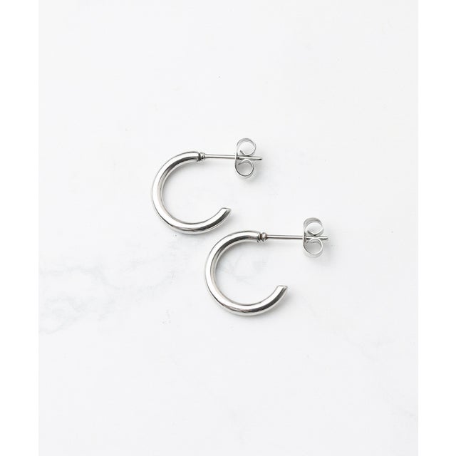 Stainless Half Hoop Pierce 15mm－ハーフ フープピアス （シルバー）