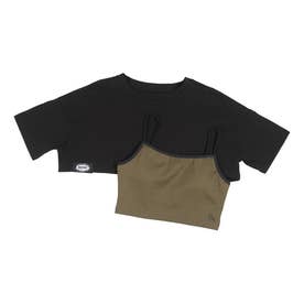 半袖Tシャツ REPIPI キャミブラ短丈Tシャツセット 143-951 （ブラック）