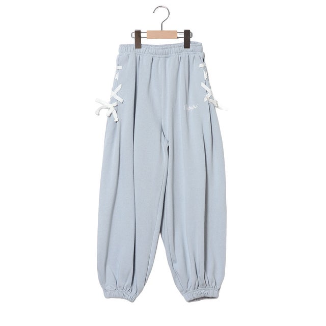 スウェットロングパンツ REPIPI編み上げスウェットパンツ （サックスブルー）