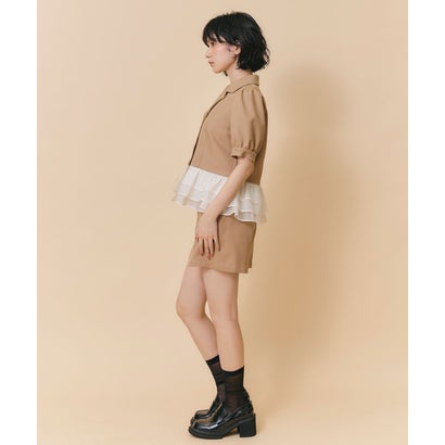 クラシックマルチボタンハイウエストショートパンツ ベージュ｜詳細画像