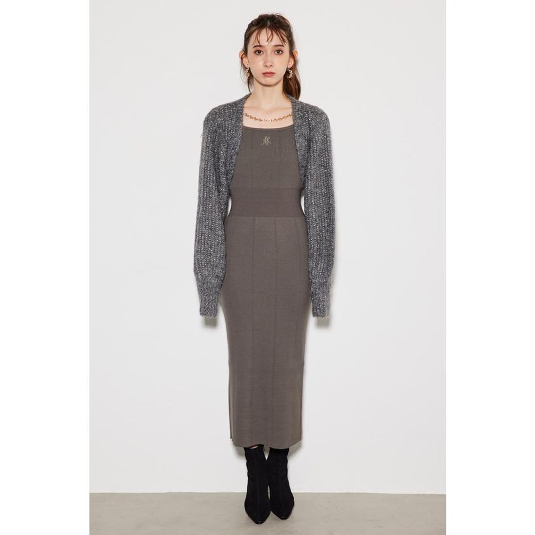 リエンダ rienda 2WAY RRボレロタイトKnit OP （BLK） - ファッション 