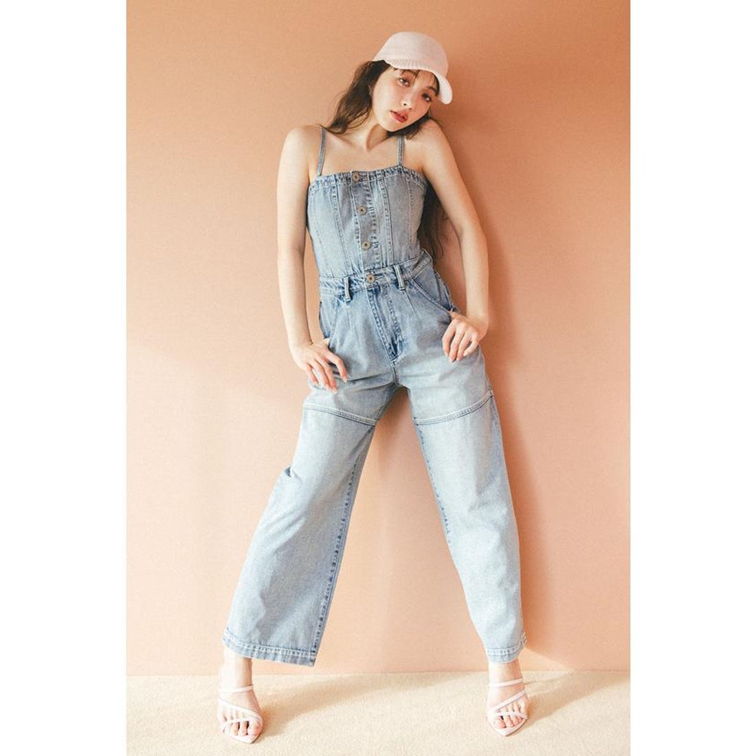 リエンダ rienda ビスチェライクDENIMロンパース （L/BLU1 