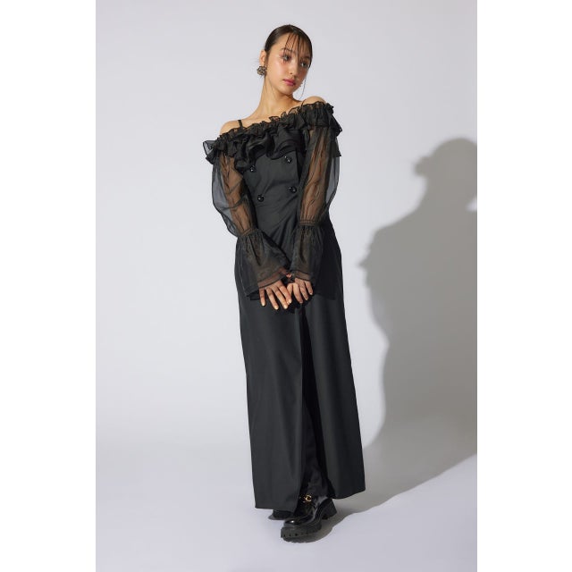 フリルカーディガンSETロンパース BLK