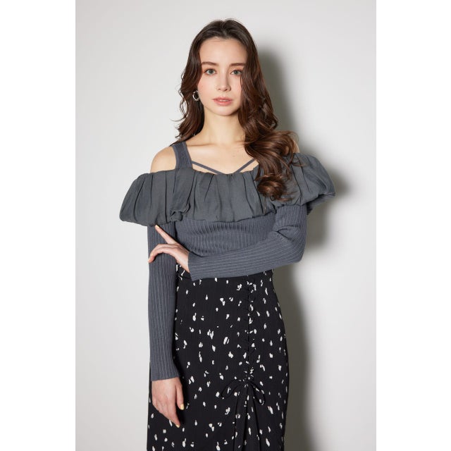 2WAYバルーンニットトップス D/GRY3