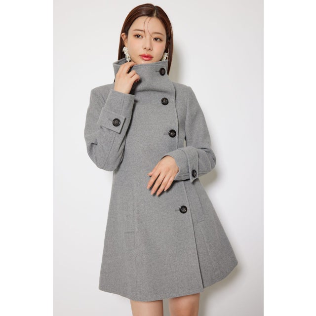 25オーバーネックシンデレララインミニコート GRY
