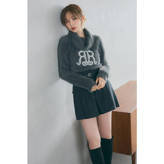 ボタニカルRロゴニットトップス L/BLK1