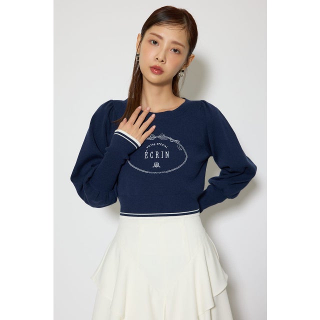 ロゴニットトップス NVY