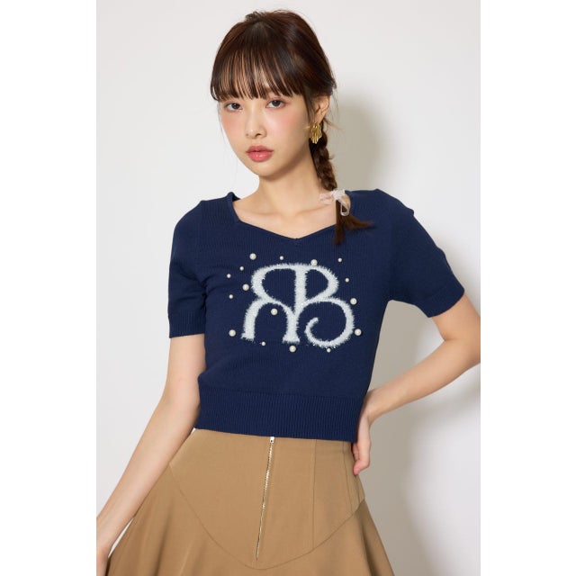 ジャガードRニットトップス NVY