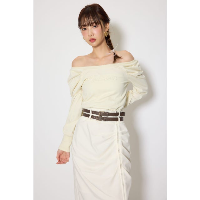 オフショルカットロングTシャツ YEL