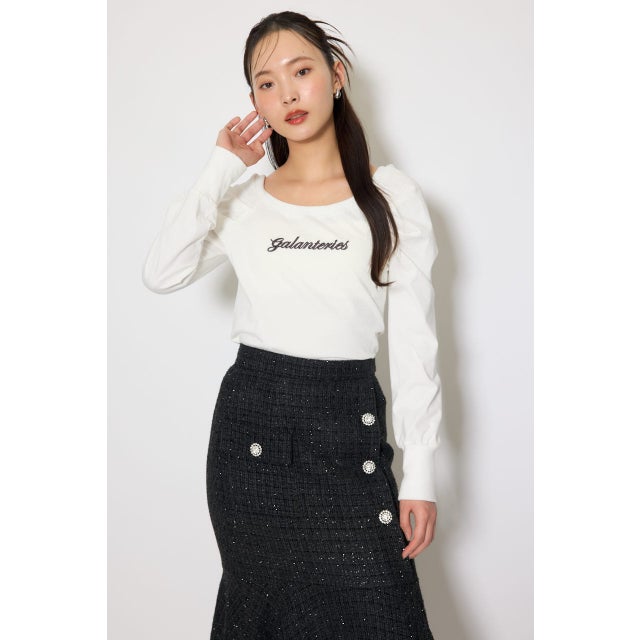 オフショルカットロングTシャツ WHT