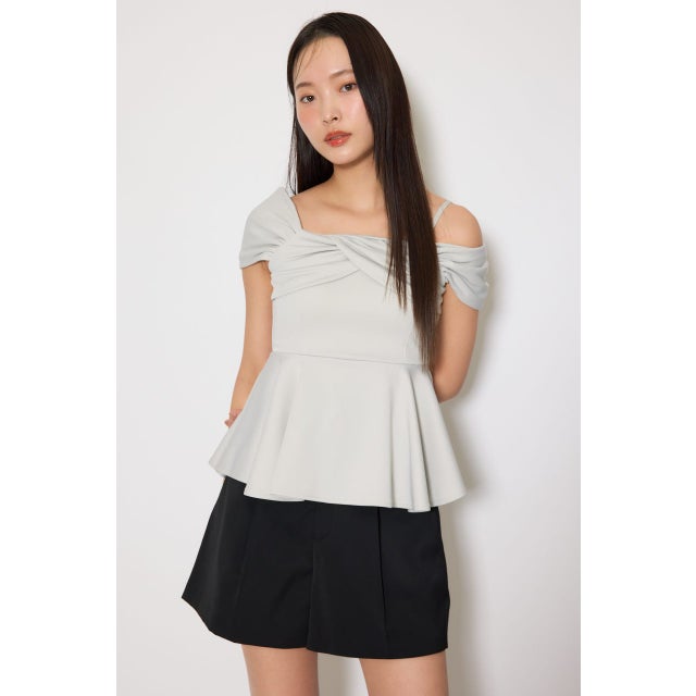 ワンショルペプラムカットトップス L/BLU1