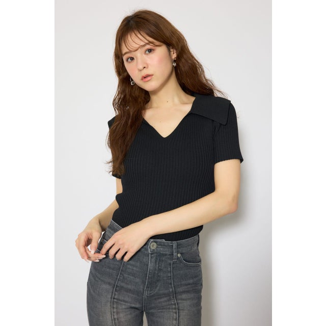 BIGカラーニットトップス BLK