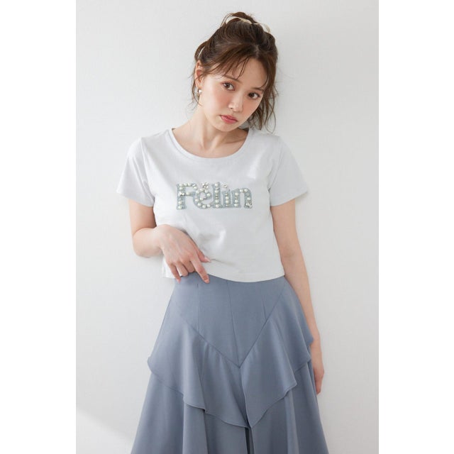 デコラティブロゴTシャツ L/BLU1