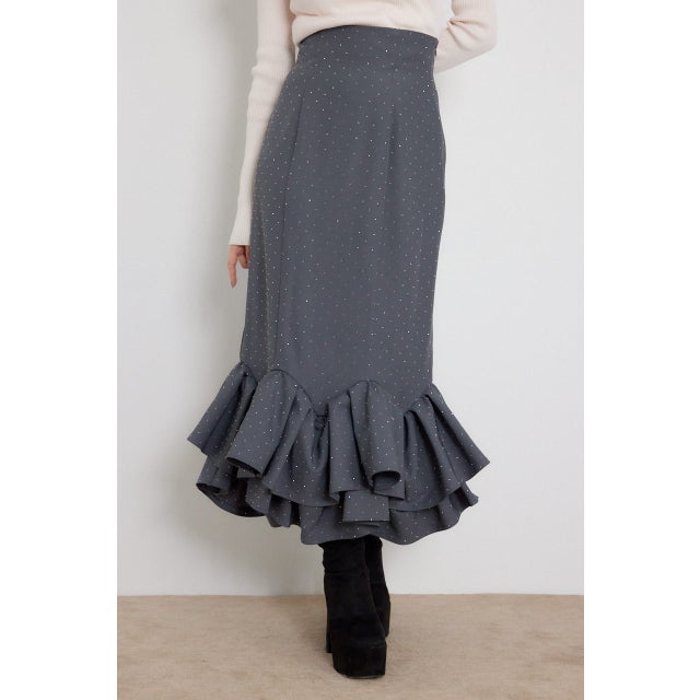 ラッフルマーメイドスカート GRY