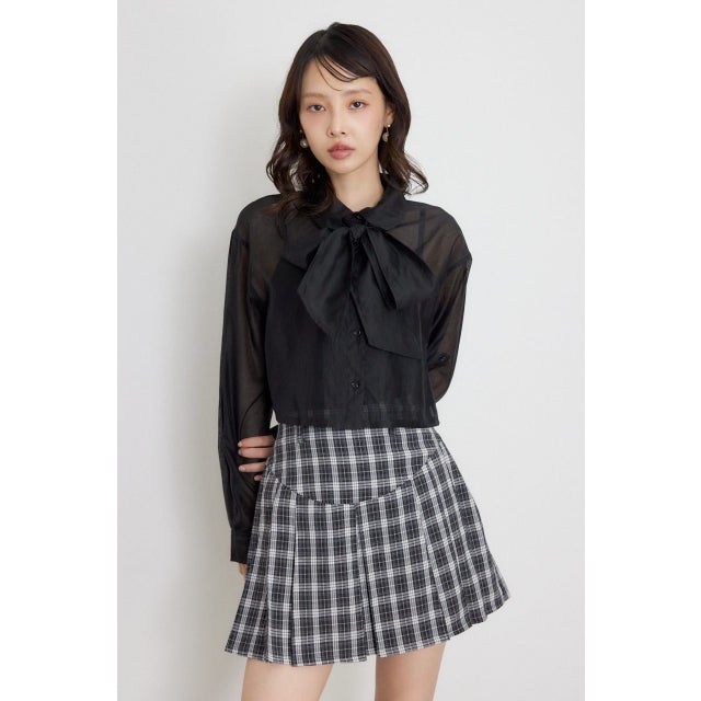 クロップドシアーシャツ BLK