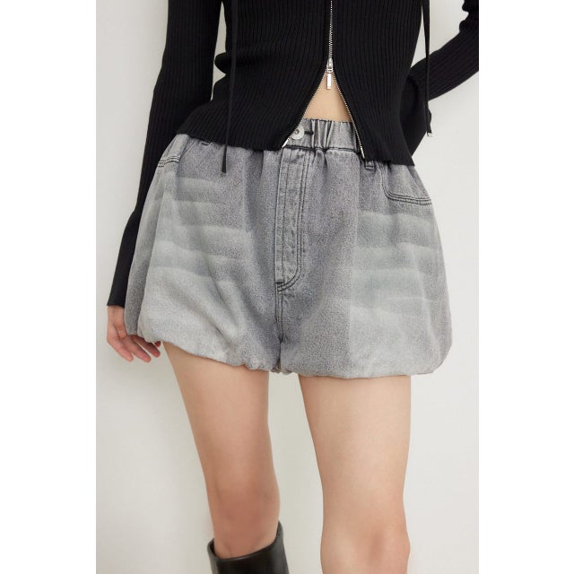 バルーンデニムショートパンツ L/BLK1