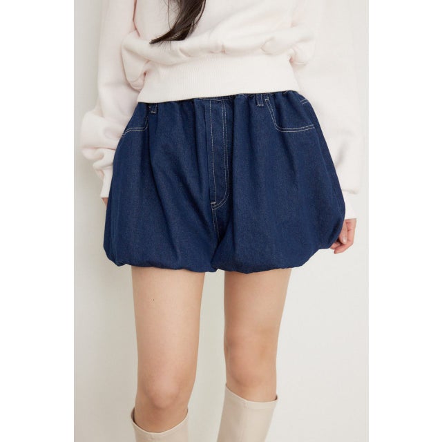 バルーンデニムショートパンツ D/BLU3