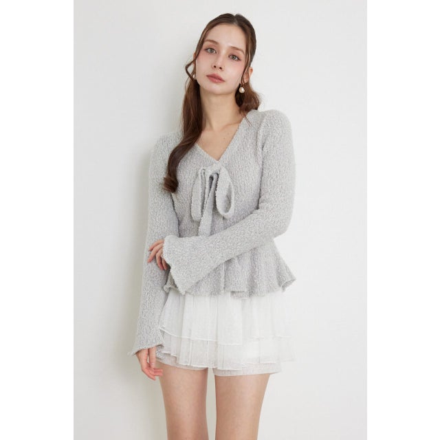 ペプラムニットセットアップ GRY