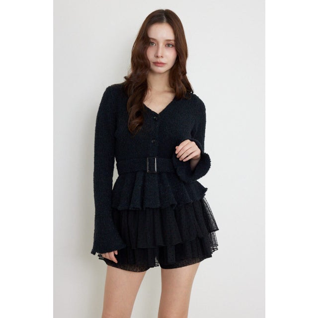ペプラムニットセットアップ BLK