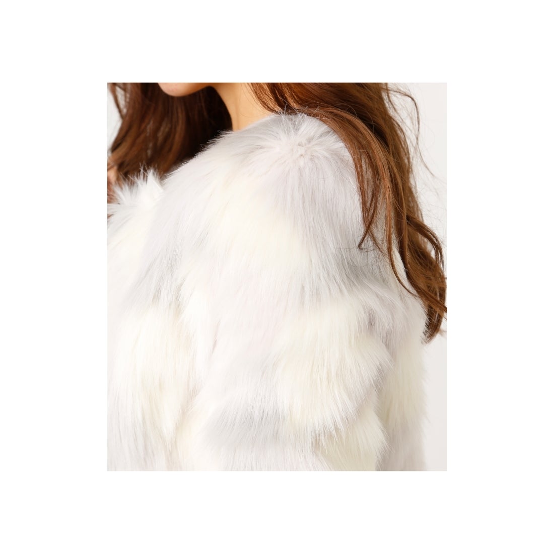 rienda マルチFauxファーショートコート 柄グレー -ファッション通販 