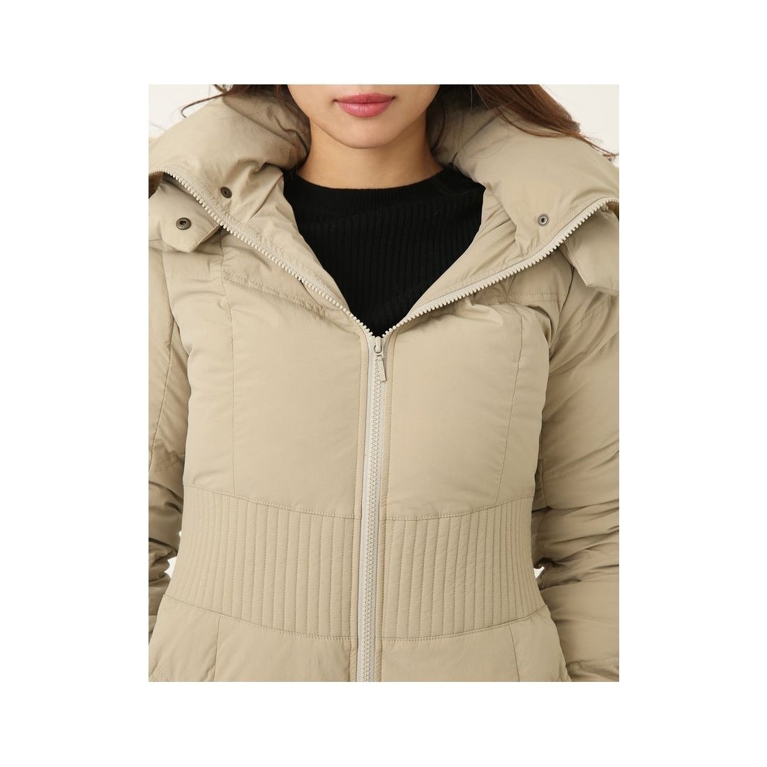rienda FauxFurストレッチダウンコート ネイビー -ファッション通販 