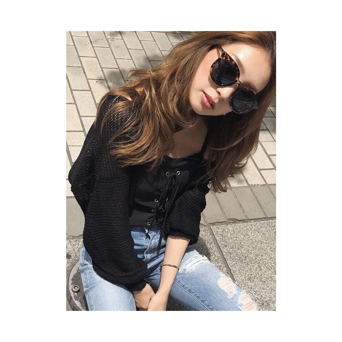 rienda レースアップビスチェTOP ピンク -ファッション通販 FASHION WALKER