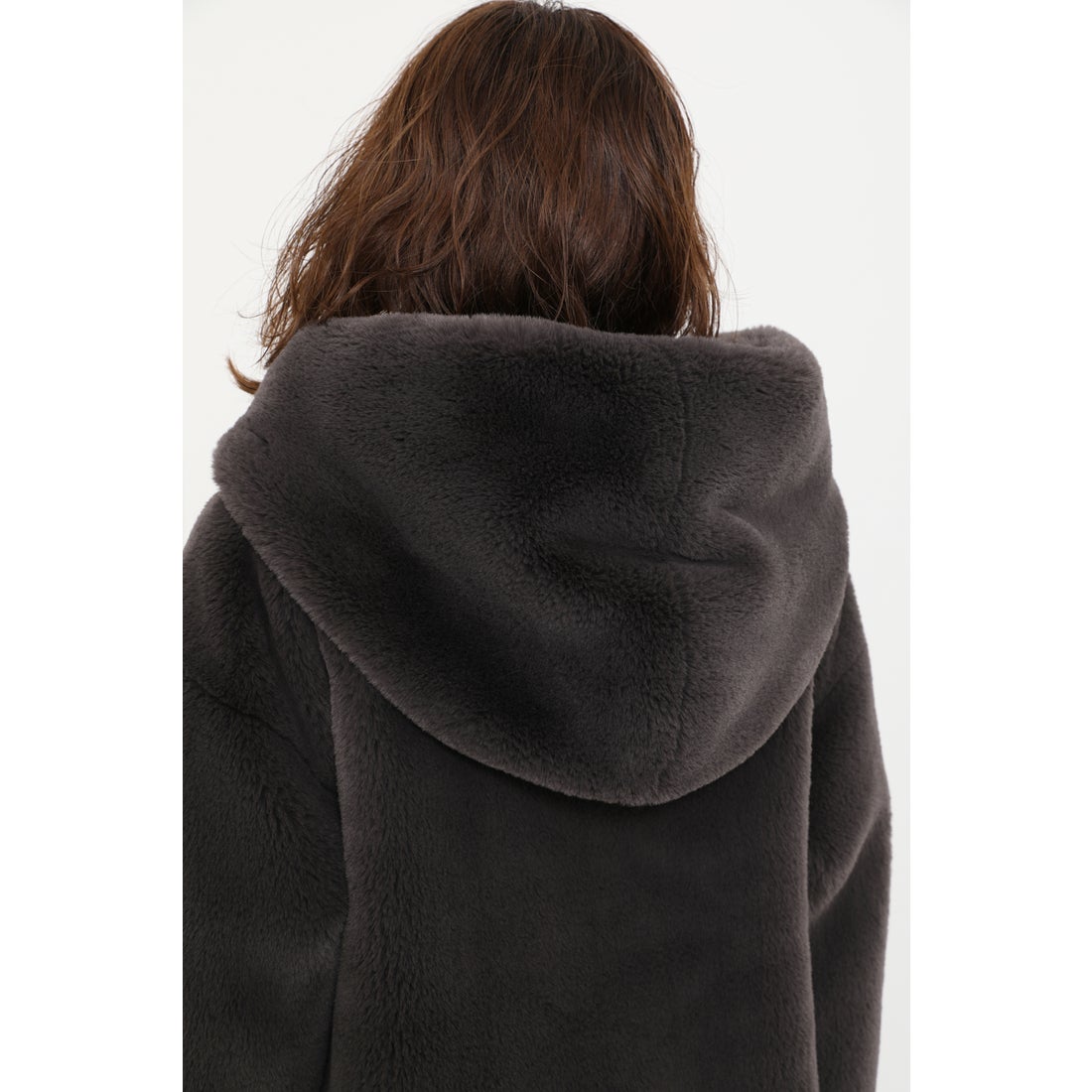 リエンダ rienda Faux Fur Hoodie Short CT （ダークグレー） -靴 