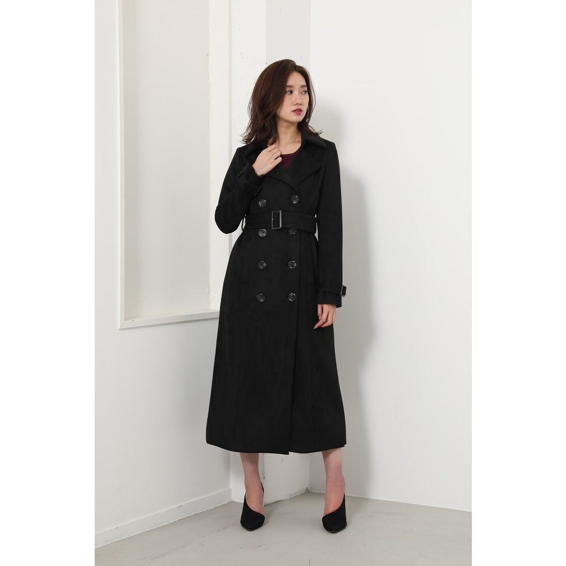 rienda 新品 ストレッチスエードトレンチコート 人気ファッション 