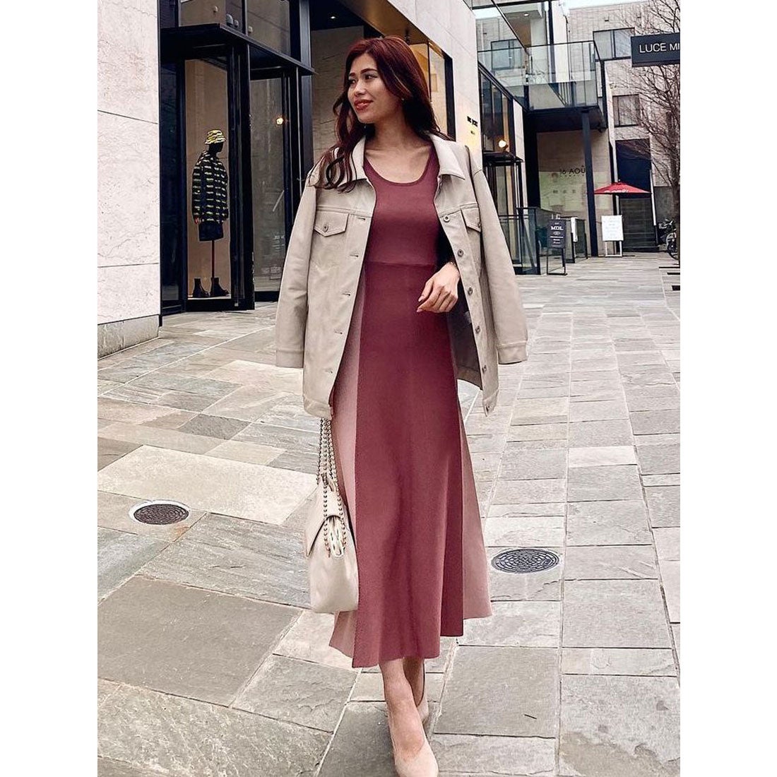 rienda 配色Knit OP PNK -ファッション通販 FASHION WALKER