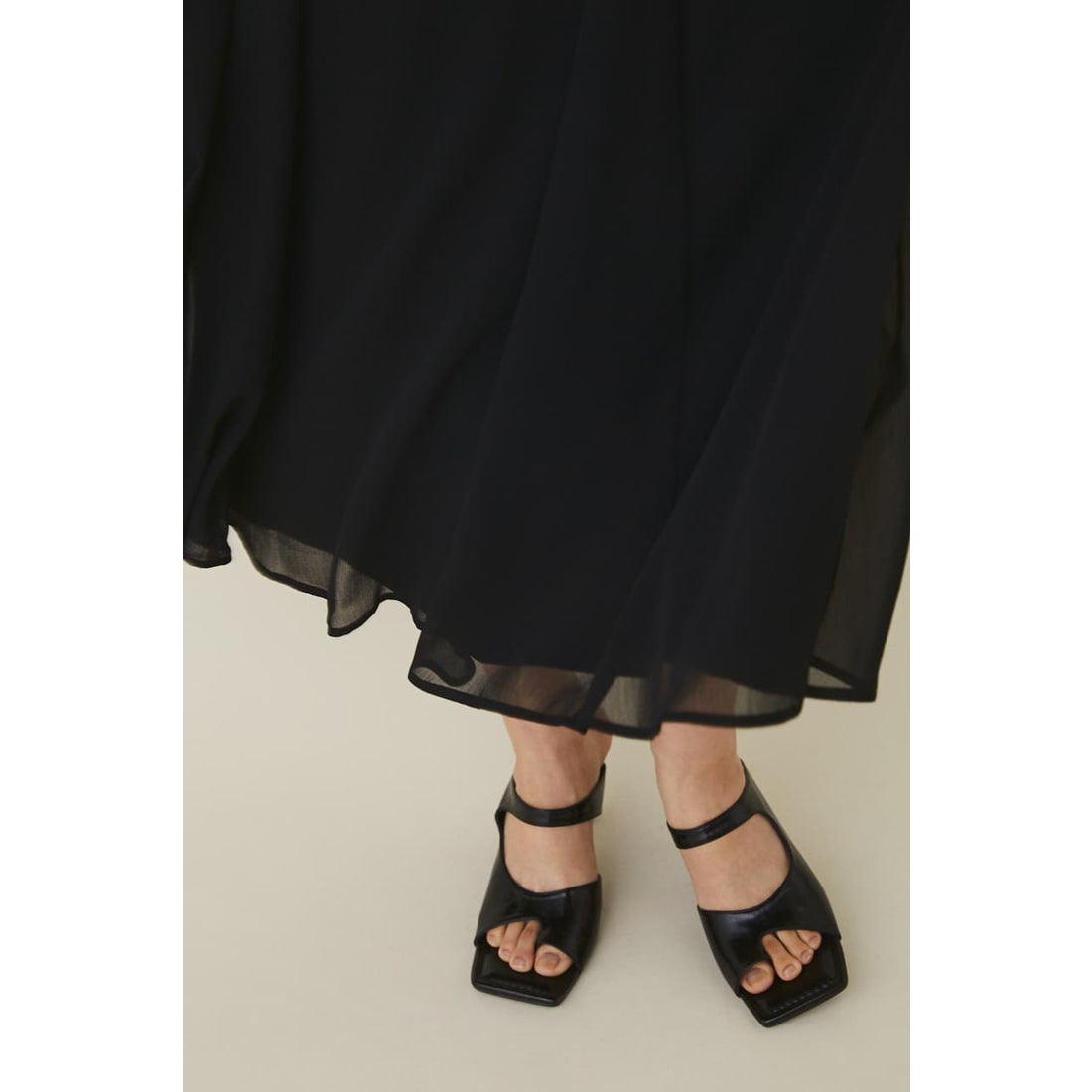 rienda H／NギャザーシフォンノースリーブOP KHA -ファッション通販
