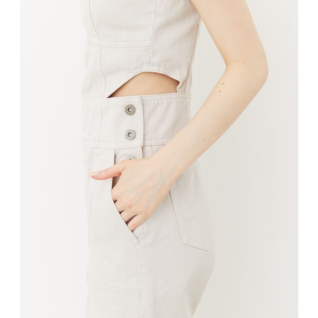 rienda サイドカットDENIMロンパース D/BLU3 -靴＆ファッション通販 