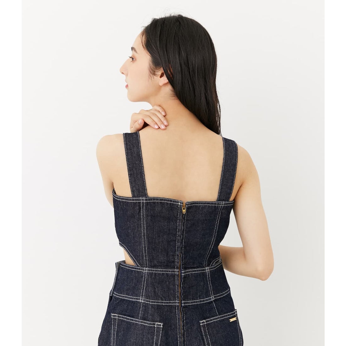 rienda サイドカットDENIMロンパース D/BLU3 -靴＆ファッション通販 