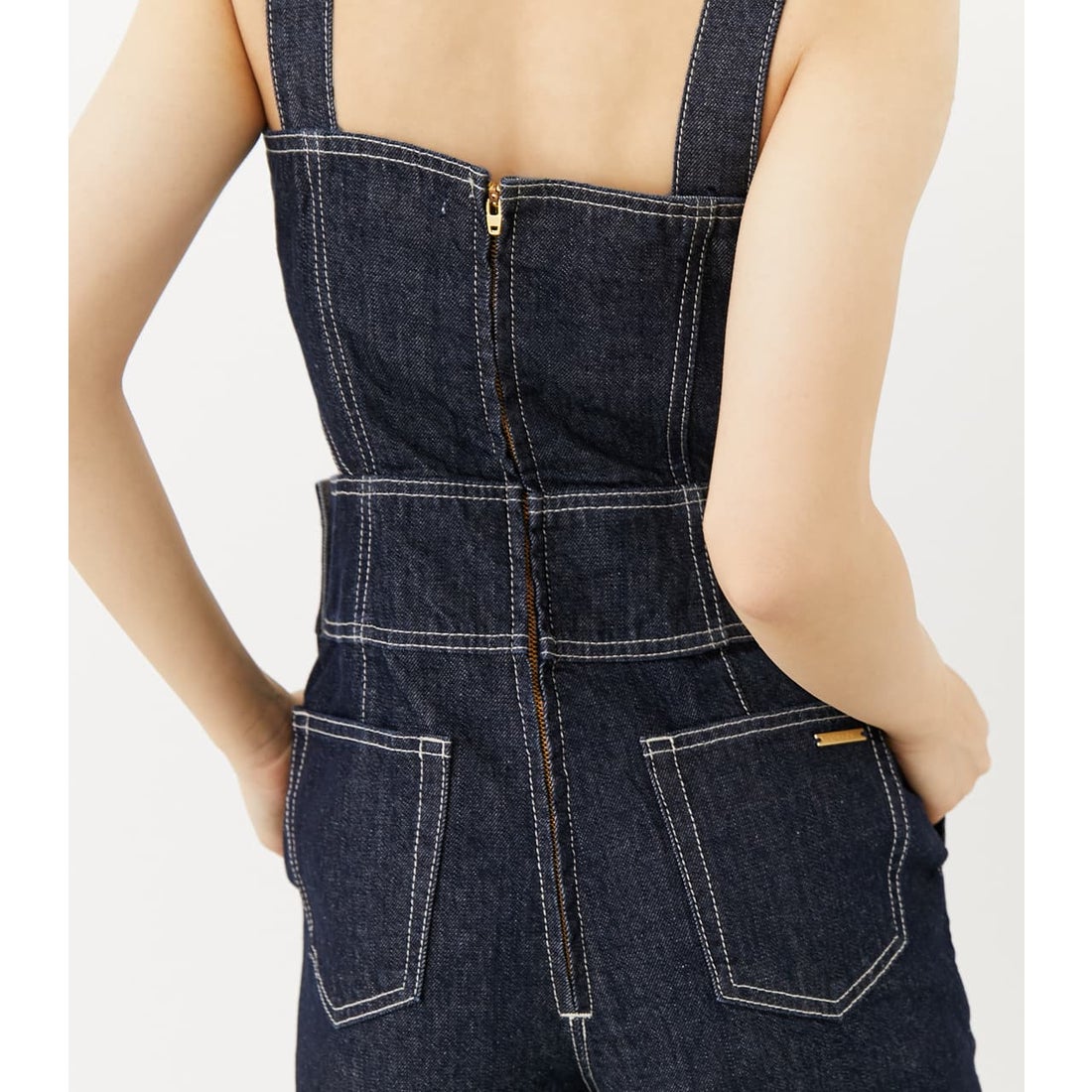 rienda サイドカットDENIMロンパース D/BLU3 -靴＆ファッション通販 