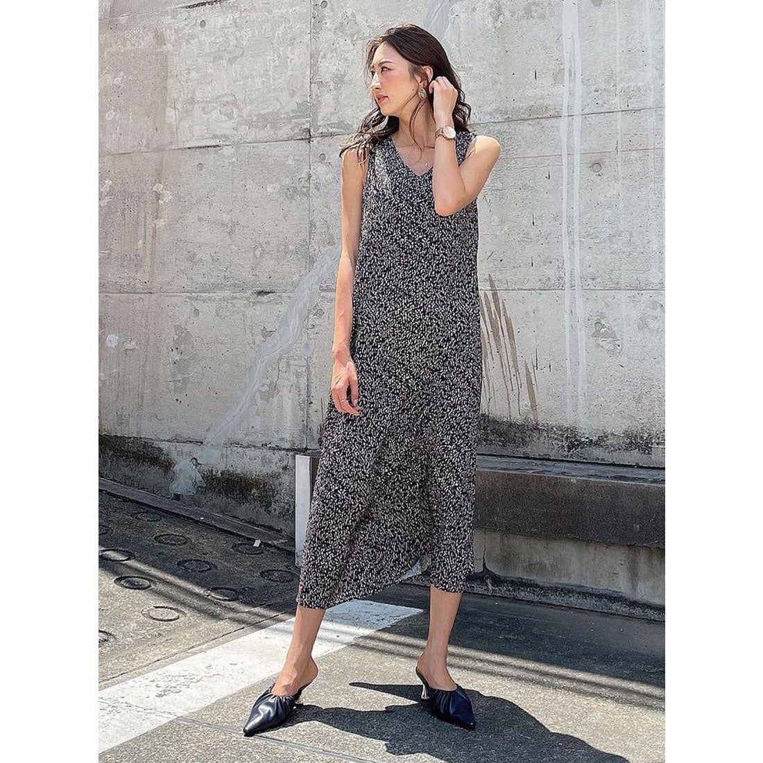 rienda バックオープンイージーOP 柄BLK5 -ファッション通販 FASHION 