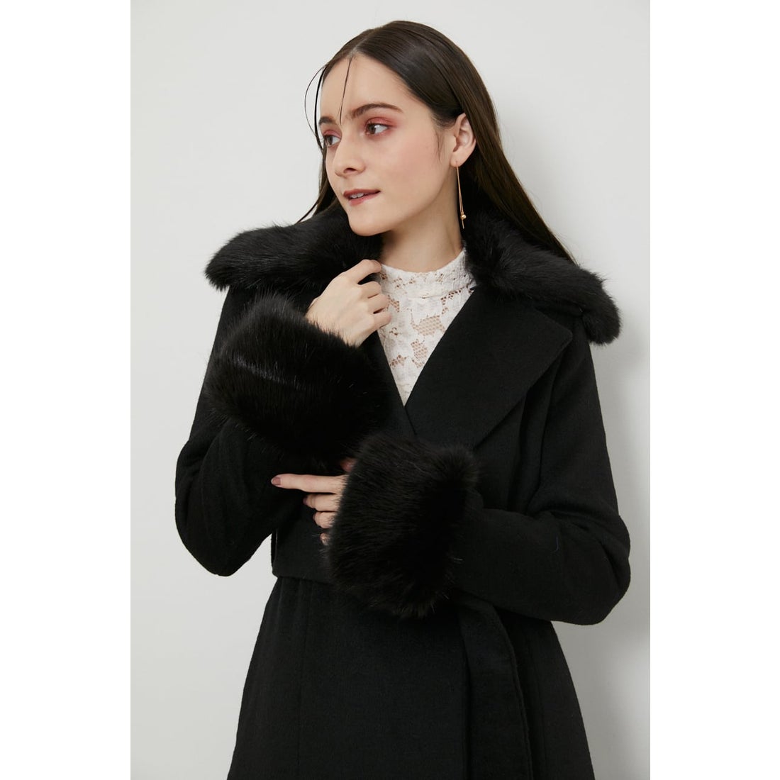 rienda ウールMIXドレスロングCT BRN -ファッション通販 FASHION WALKER