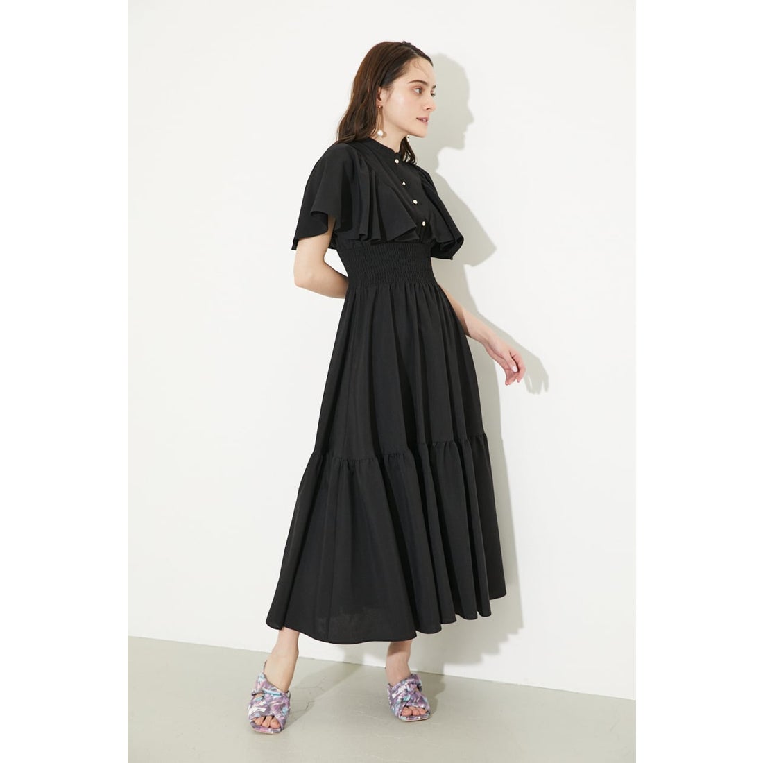 rienda フレアSLVペイントフラワーOP BLK -ファッション通販 FASHION 