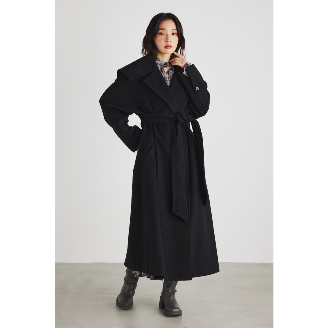 rienda オーバーカラーWウールMIX CT GRN -ファッション通販 FASHION 