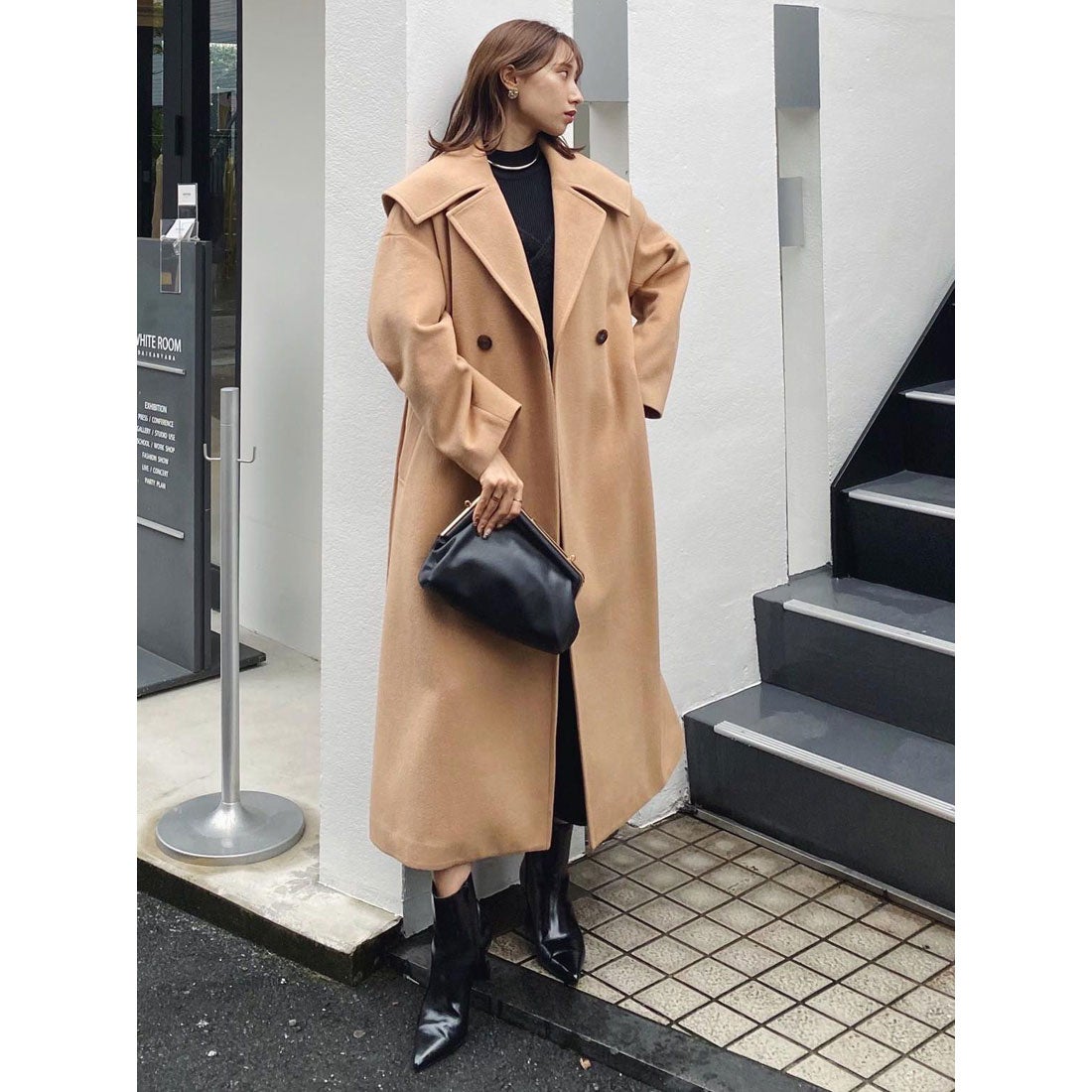 新品❤️rienda リエンダ オーバーカラーWウールMIX CT ベージュ M