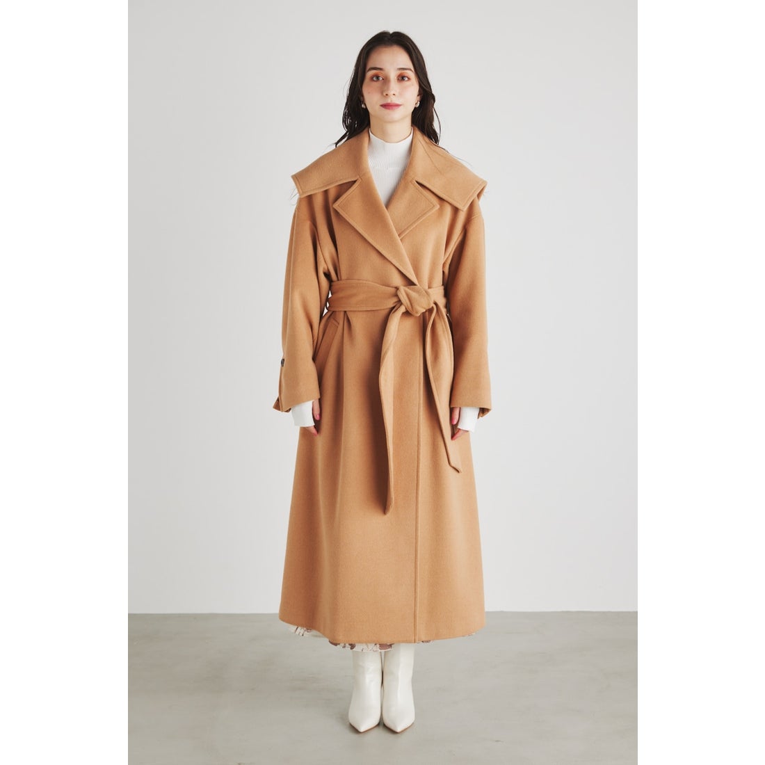rienda オーバーカラーWウールMIX CT BEG -ファッション通販 FASHION 