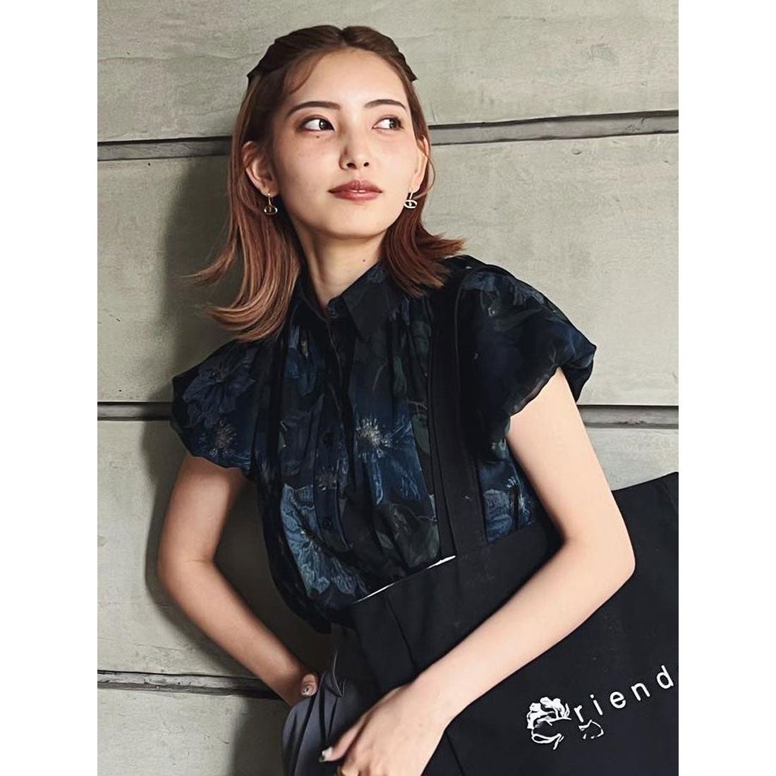 rienda バルーンSLVシャツBLS 柄BLK5 -ファッション通販 FASHION WALKER