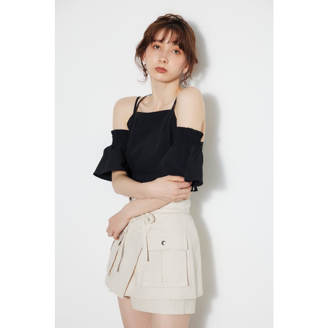 rienda クロップドビスチェTOP BLK -ファッション通販 FASHION WALKER