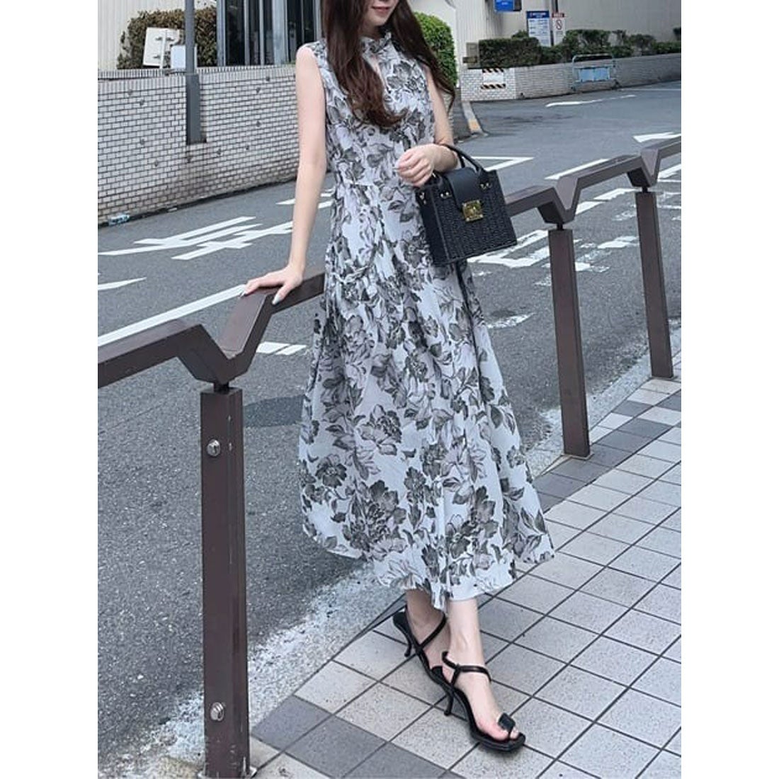 rienda ティアードデザインフレアOP 柄GRY5 -ファッション通販 FASHION 